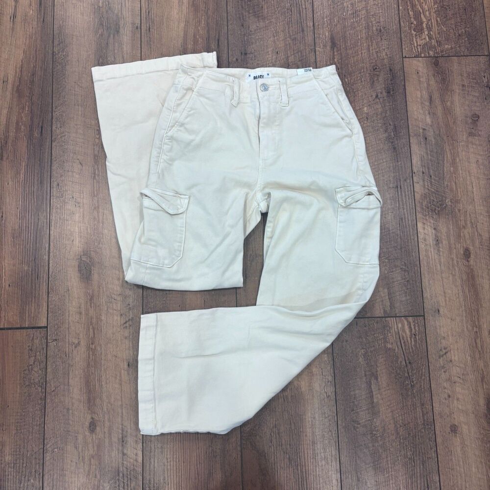PAIGE Women’s Sz 25 Jeans/Pants Sand Carly Cargo with Pockets Wide Leg MSRP $239 - Picture 3 of 12